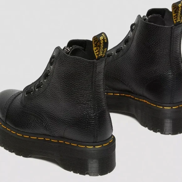 Dr. Marten Milled Nappa Leather Platform Boots - Picture 2 of 6